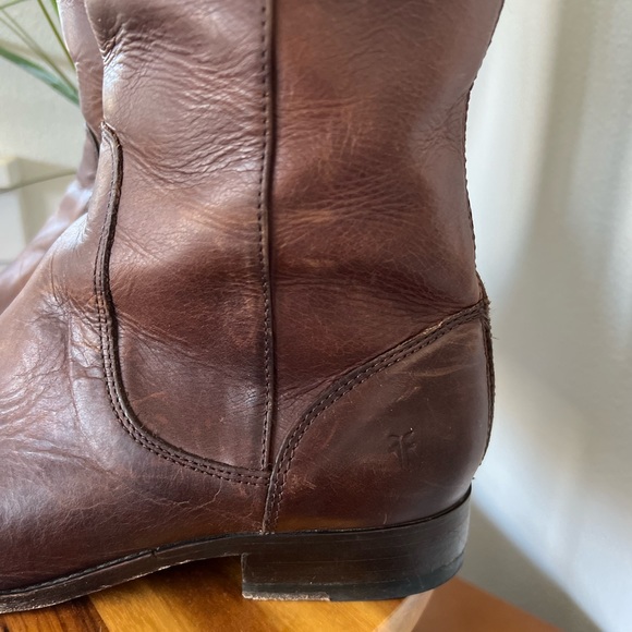 Frye Melissa Stud Redwood Leather Back Zip Equestrian Riding Tall Knee High Boot - Picture 8 of 15